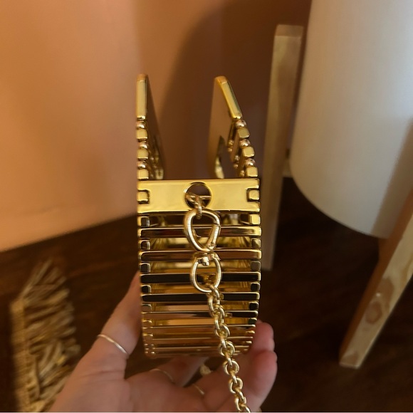 Cult Gaia Metallic Gaia's Ark Top Handle Clutch Nano Acrylic Crossbody Bag Gold - Picture 7 of 11